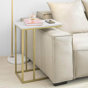 Beistelltisch | Pflegetisch mit goldenem Metallgestell | Couchtisch Sofa | FBT87-G