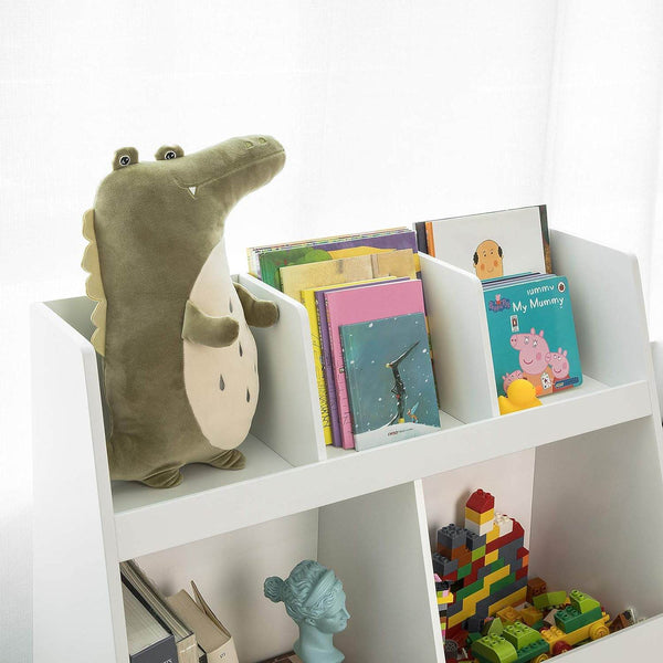 Kinderbücherregal | Spielzeugtruhe | Aufbewahrungsregal Kinderzimmer | Weiss KMB19-W