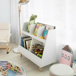 Kinderbücherregal | Spielzeugtruhe | Aufbewahrungsregal Kinderzimmer | Weiss KMB19-W