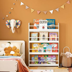 Kinder Bücherregal Wandregal für Kinder mit 4 Ablagen KMB08-W