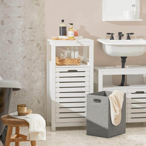 Wäscheschrank mit Wäschesack | Wäschesammler | Wäschekorb Weiss BZR67-W