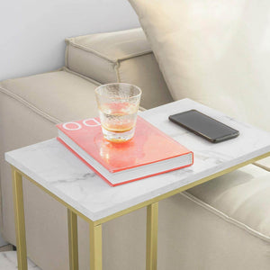 Beistelltisch | Pflegetisch mit goldenem Metallgestell | Couchtisch Sofa | FBT87-G