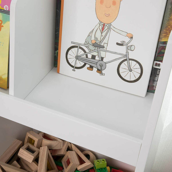 Kinderbücherregal | Spielzeugtruhe | Aufbewahrungsregal Kinderzimmer | Weiss KMB19-W