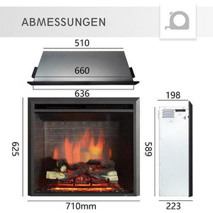 BALDERIA Calida 26" Elektrischer Einbaukamin 3D-Flammeneffekt 2000W