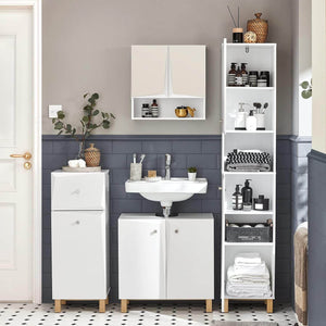 Bad Hochschrank | Badschrank | Badregal | Badmöbel Weiss BZR91-W