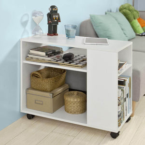 Beistelltisch mit Rollen | Druckertisch | Couchtisch Weiss FBT34-W