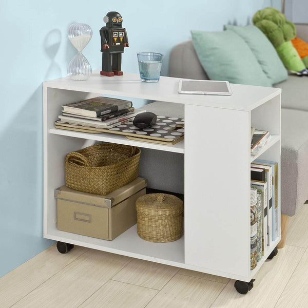 Beistelltisch mit Rollen | Druckertisch | Couchtisch Weiss FBT34-W