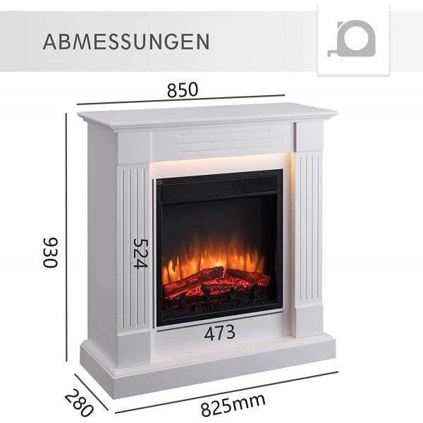 BALDERIA Elektrokamin Ladina 3D-Flammeneffekt Elektro Heizung 2000W Weiss
