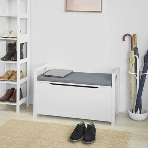 Schuhtruhe mit Klappe Sitzbank Spielzeugkiste Weiss