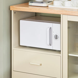 Sideboard mit 2 Glastüren | Küchenschrank | Kommode | Flurschrank | Beige | FSB81-MI