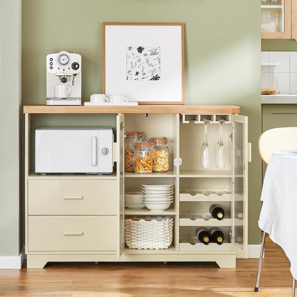 Sideboard mit 2 Glastüren | Küchenschrank | Kommode | Flurschrank | Beige | FSB81-MI
