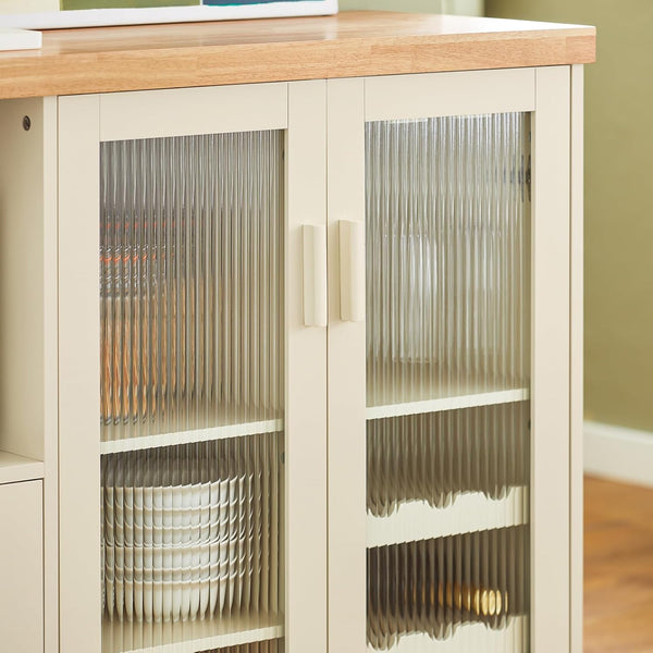 Sideboard mit 2 Glastüren | Küchenschrank | Kommode | Flurschrank | Beige | FSB81-MI