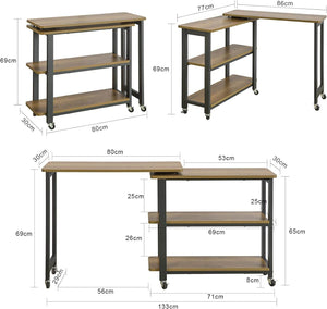 L-förmiger Beistelltisch Couchtisch Eckschreibtisch Industrie-Design FWT83-PF