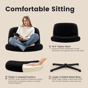Office chair without armrests with rocking function, black