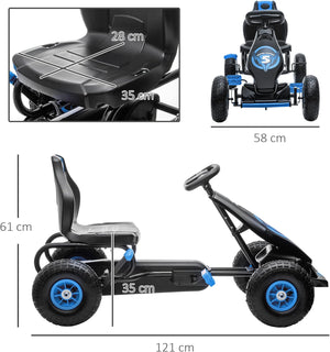 Kinder-Gokart, mit Pedalen, verstellbarem Sitz, In- und Outdoor, ab 5 Jahren, blau+schwarz