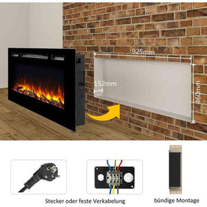 BALDERIA Fiamma 40" Elektrischer Einbaukamin, LED 3D-Flammeneffekt 2000W