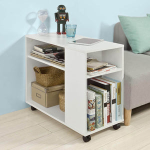 Beistelltisch mit Rollen | Druckertisch | Couchtisch Weiss FBT34-W
