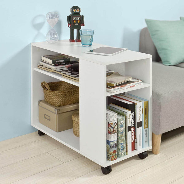Beistelltisch mit Rollen | Druckertisch | Couchtisch Weiss FBT34-W