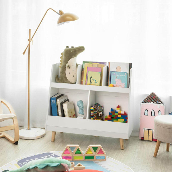 Kinderbücherregal | Spielzeugtruhe | Aufbewahrungsregal Kinderzimmer | Weiss KMB19-W