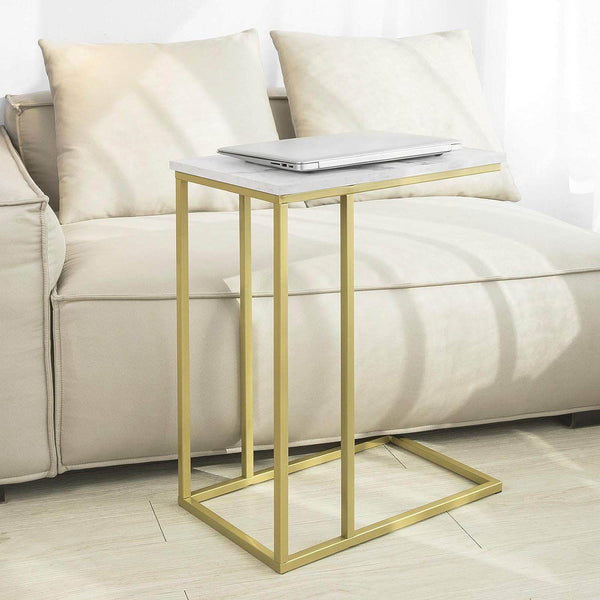 Beistelltisch | Pflegetisch mit goldenem Metallgestell | Couchtisch Sofa | FBT87-G