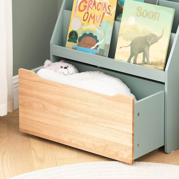 Kinder Bücherregal Spielzeugtruhe Aufbewahrungsregal Kinderzimmer Grün-Natur