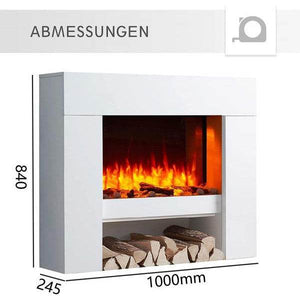 BALDERIA Elektrokamin Naran 3D-Flammeneffekt Heizung 2000W Weiss