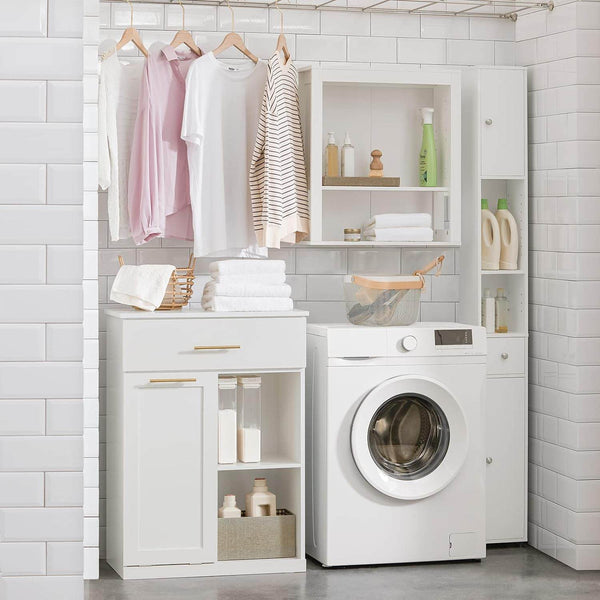 Wäscheschrank | Wäschesammler | Badschrank Weiss BZR66-W