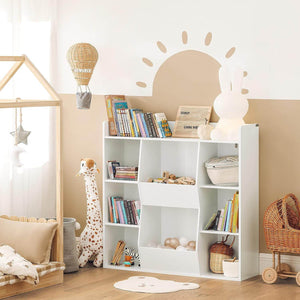 Kinderbücherregal | Spielzeugtruhe | Aufbewahrungsregal für Kinder | Weiss KMB55-W