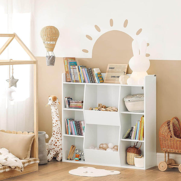 Kinderbücherregal | Spielzeugtruhe | Aufbewahrungsregal für Kinder | Weiss KMB55-W