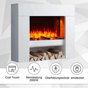 BALDERIA Elektrokamin Naran 3D-Flammeneffekt Heizung 2000W Weiss