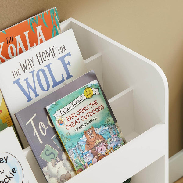 Kinderbücherregal mit 2 Stoffboxen | Spielzeugregal | Aufbewahrungsregal für Kinder | KMB79-W