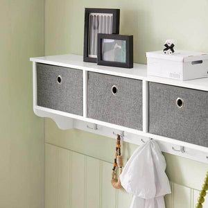 Wandgarderobe Kleiderhaken Flurgarderobe Weiss-Hellgrau