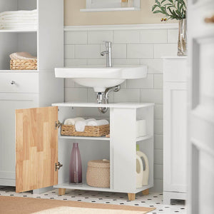 Waschbeckenunterschrank Waschtisch Badschrank Weiß-Natur BZR75-W