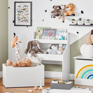 Kinderregal mit 2 Stoffboxen Bücherregal Spielzeugtruhe mit Rollen KMB71-W
