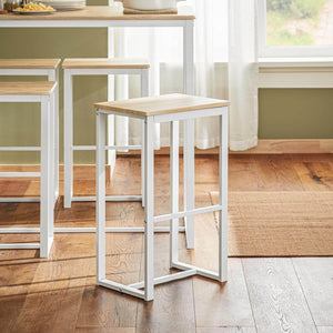 Bartisch mit 4 Hockern | Bartisch set | Stehtisch | 5-teilig | weiß-natur | OGT15-WN
