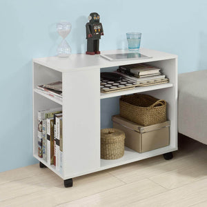 Beistelltisch mit Rollen | Druckertisch | Couchtisch Weiss FBT34-W