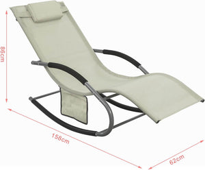 2-er Set Gartenliege Sonnenliege mit Tasche Liegestuhl Beige OGS28-MIx2