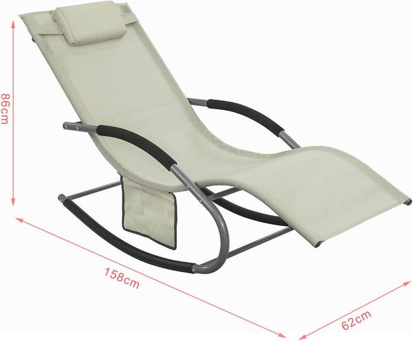 2-er Set Gartenliege Sonnenliege mit Tasche Liegestuhl Beige OGS28-MIx2