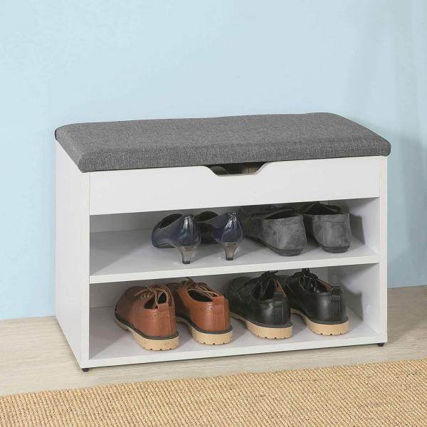 Schuhbank mit Sitzfläche | Schuhregal | Schuhschrank Hellgrau