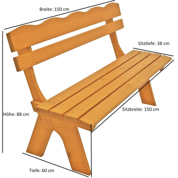 4-teilig Garnitur Sitzgruppe FREITAL 150cm, Kiefer imprägniert