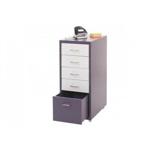Rollcontainer Boston T851, Schubladenschrank Stahlschrank, 69x28x41cm 5 Schubladen ~ dunkelgrau weiss-dunkelgrau