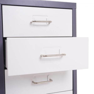 Rollcontainer Boston T851, Schubladenschrank Stahlschrank, 69x28x41cm 5 Schubladen ~ dunkelgrau weiss-dunkelgrau