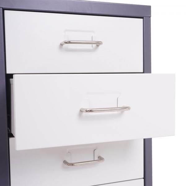 Rollcontainer Boston T851, Schubladenschrank Stahlschrank, 69x28x41cm 5 Schubladen ~ dunkelgrau weiss-dunkelgrau