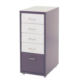 Rollcontainer Boston T851, Schubladenschrank Stahlschrank, 69x28x41cm 5 Schubladen ~ dunkelgrau weiss-dunkelgrau