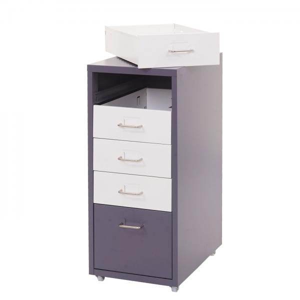 Rollcontainer Boston T851, Schubladenschrank Stahlschrank, 69x28x41cm 5 Schubladen ~ dunkelgrau weiss-dunkelgrau