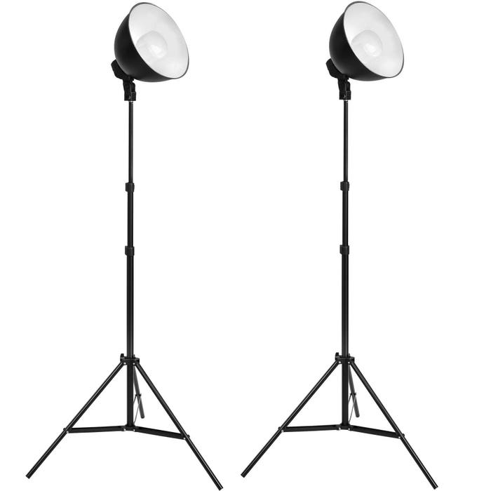 2 studio lights in a set, tripod & light bulb
