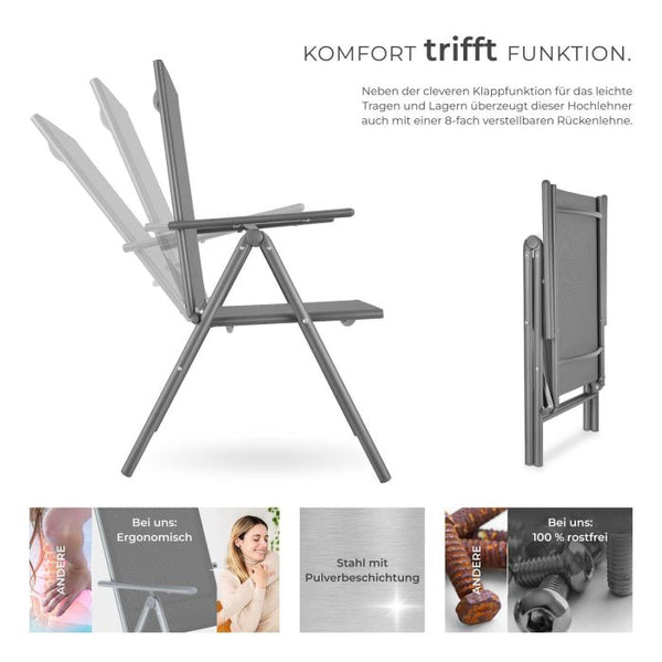 Gartenstuhl Marcellino anthrazit 4er Set