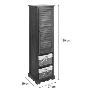 Badezimmerkommode Badschrank Badregal, 120x27x29cm Massiv-Holz ~ shabby braun