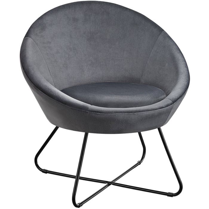 Sedia da cocktail Centera effetto velluto antracite 