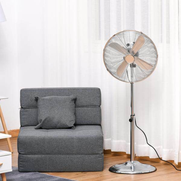 Standventilator Lüfter Höhenverstellbar 3 Geschwindigkeitsstufen Stahl Silber